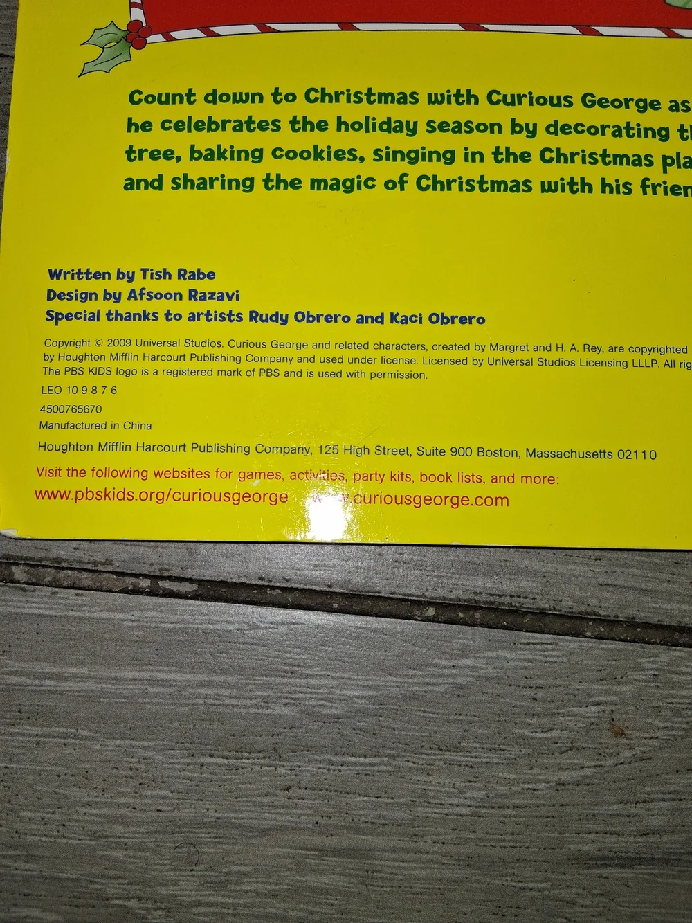 Curious George Christmas Countdown Board Book - Red